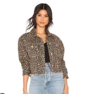 FREE PEOPLE LEOPARD DENIM JACKET